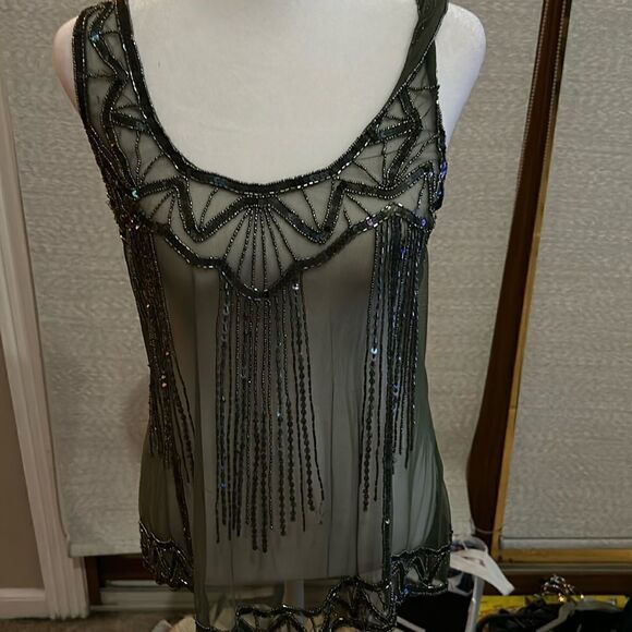 Green sequin top. Size S - Picture 1 of 3